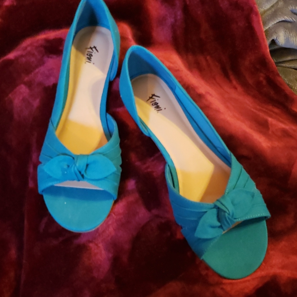 Blue Flats with bow